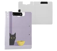 JUMBEAR Carino gatto mangiare cibo per gatti Appunti A4 con doppie clip, pieghevole clip Board con coperchio, organizer personale leggero adatto per ospedale, ufficio, scuola, affari, forniture in