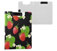 JUMBEAR Carino portablocco A4 con piccoli fiori e fragole, con doppie clip, pieghevole con coperchio, organizer personale leggero adatto per ospedale, ufficio, scuola, affari, classe