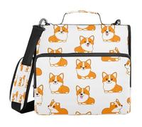 JUMBEAR Cartella portadocumenti con cerniera a forma di cane Corgi con tracolla, 3,8 cm, espandibile, tasche multiple, capacità 600 fogli