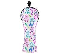 JUMBEAR Catching Dreams - Copritesta per mazze da golf con piume per conducente/fairway/ibrido, 1 confezione da 1 copritesta da golf in pelle PU con etichetta numerata
