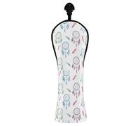 JUMBEAR Catching Dreams - Copritesta per mazze da golf con piume per conducente/fairway/ibrido, 1 confezione da 1 copritesta da golf in pelle PU con etichetta numerata