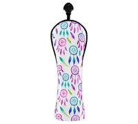 JUMBEAR Catching Dreams - Copritesta per mazze da golf con piume per conducente/fairway/ibrido, 1 confezione da 1 copritesta da golf in pelle PU con etichetta numerata