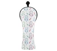 JUMBEAR Catching Dreams - Copritesta per mazze da golf con piume per conducente/fairway/ibrido, 1 confezione da 1 copritesta da golf in pelle PU con etichetta numerata