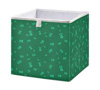 JUMBEAR Cestino portaoggetti a cubo con papillon con sfondo verde scuro, cestino pieghevole per giocattoli per organizzare la casa, scaffale, armadio, 28 x 28 x 28 cm