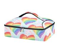 JUMBEAR Contenitore per casseruola isolante a forma di cuore arcobaleno per San Valentino, per cibi caldi o freddi, porta lasagne per feste potluck, picnic, spiaggia, adatta per pirofile da 22,9 x 33
