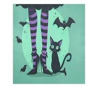 JUMBEAR Copertura magnetica impermeabile per lavastoviglie con strega e gatto nero, adesivo magnetico per frigorifero, decorazione per armadietti di casa, elettrodomestici, per la cucina di casa, 58,4