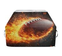 JUMBEAR Copertura per barbecue a tema rugby, con fiamma, adatta per Weber, Brinkmann, Char-Broil, resistente, resistente ai raggi UV e impermeabile, antistrappo (165 x 63,5 x 114 cm)