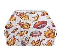 JUMBEAR Copertura per barbecue a tema rugby, con fiamma, adatta per Weber, Brinkmann, Char-Broil, resistente, resistente ai raggi UV e impermeabile, antistrappo (165 x 63,5 x 114 cm)