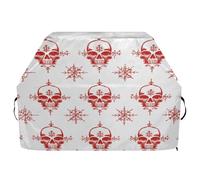 JUMBEAR Copertura per barbecue con teschio e fiocchi di neve rossi, adatta per Weber, Brinkmann, Char-Broil, resistente, resistente ai raggi UV e impermeabile, antistrappo (165 x 63,5 x 114 cm)