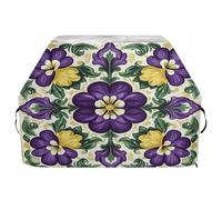 JUMBEAR Copertura per barbecue Weber, Brinkmann, Char-Broil, con fiori gialli e viola, grande, resistente ai raggi UV e impermeabile, antistrappo (165 x 63,5 x 114 cm)