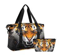 JUMBEAR Fierce Tiger, borsone sportivo da palestra con tasca bagnata, borsone da viaggio per uomini e donne, grande capacità, con tracolla, per palestra, viaggi, nuoto, A, 48×22×39.5cm