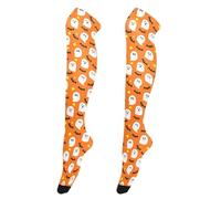 JUMBEAR Halloween Fantasmi e pipistrelli Donne Extra Lungo Coscia Calze Calze A Tubo Collant Sopra il Ginocchio Calze Casual Stivali Alti Calze
