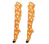 JUMBEAR Halloween Fantasmi e Zucche Donne Extra Lungo Coscia Calze Calze A Tubo Collant Sopra il Ginocchio Calze Casual Stivali Alti Calze