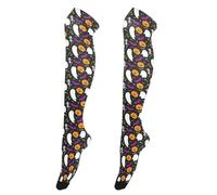JUMBEAR Halloween Fantasmi e Zucche Donne Extra Lungo Coscia Calze Calze A Tubo Collant Sopra il Ginocchio Calze Casual Stivali Alti Calze