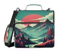 JUMBEAR Mountains Under The Red Sunset - Raccoglitore con cerniera e tracolla, anelli O-ring da 3,8 cm, cartella portadocumenti espandibile, tasche multiple, capacità 600 fogli