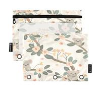 JUMBEAR Naughty Koala on A Branch - Tasche per raccoglitori a 3 anelli, confezione da 2, con cerniera, per ufficio, università, scuola, cosmetici