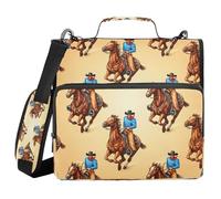 JUMBEAR Northwest Desert Cowboy Riding Horse - Raccoglitore con cerniera con tracolla, anelli O-ring da 3,8 cm, cartella portadocumenti espandibile, tasche multiple, capacità 600 fogli