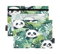 JUMBEAR Pandas - Tasche per raccoglitori a 3 anelli, confezione da 2, con cerniera, per ufficio, università, scuola, cosmetici
