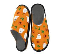 JUMBEAR Pantofole in memory foam con fantasmi e zucche per Halloween, suola antiscivolo, per camera da letto, da donna, uomo-25, A, Small