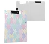 JUMBEAR Portablocco colorato con frammenti di puzzle, formato A4, con doppie clip, pieghevole con coperchio, organizer personale leggero, adatto per ospedale, ufficio, scuola, affari, forniture in