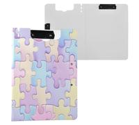 JUMBEAR Portablocco colorato con frammenti di puzzle, formato A4, con doppie clip, pieghevole con coperchio, organizer personale leggero, adatto per ospedale, ufficio, scuola, affari, forniture in