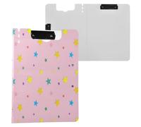 JUMBEAR Portablocco con stelle colorate, formato A4, con doppie clip, pieghevole, con coperchio, organizer personale leggero, adatto per ospedale, ufficio, scuola, affari, forniture in classe