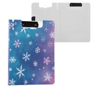 JUMBEAR Portablocco con stelle e fiocchi di neve, formato A4, con doppie clip, pieghevole, con coperchio, organizer personale leggero, adatto per ospedale, ufficio, scuola, affari, forniture in classe