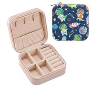 JUMBEAR Portagioie da viaggio con dinosauri in stile cartone animato, mini custodia da viaggio in pelle PU per collane, bracciali, orecchini