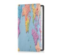 JUMBEAR Portaoggetti per auto con mappa del mondo, organizer per auto, in pelle, per patente di guida, documento d'identità, A, 24x26cm