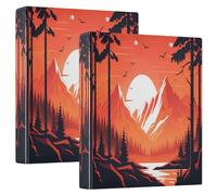 JUMBEAR Raccoglitore a 3 anelli per formato lettera (27,9 x 21,6 cm) carta, bellissimo paesaggio tramonto rotondo raccoglitore ad anelli con portablocco, raccoglitore per appunti per scuola e ufficio