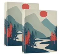 JUMBEAR Raccoglitore a 3 anelli per formato lettera (27,9 x 21,6 cm) carta, bellissimo paesaggio tramonto rotondo raccoglitore ad anelli con portablocco, raccoglitore per appunti per scuola e ufficio