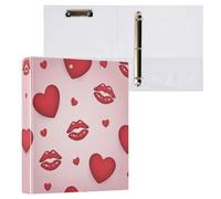 JUMBEAR Raccoglitore a 3 anelli per formato lettera (27,9 x 21,6 cm), grazioso raccoglitore ad anelli con cuore rosso e labbra rosse sexy, organizer per appunti, per scuola e ufficio, 1 pezzo