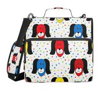 JUMBEAR Raccoglitore colorato con cerniera a forma di cane con tracolla, anelli O-ring da 3,8 cm, espandibile, tasche multiple, capacità 600 fogli