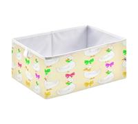 JUMBEAR Simpatica scatola portaoggetti a forma di anatra con papillon, cestino pieghevole per giocattoli, per organizzare la casa, scaffale, armadio, 40 x 27 x 17 cm