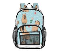 JUMBEAR Simpatico zaino Capybara in PVC trasparente per lavoro, scuola, viaggi, grande capacità, zaino trasparente impermeabile per uomo e donna, A, 27X18X40CM