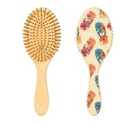 JUMBEAR Spazzola per capelli in stile hawaiano, massaggiante per cuoio capelluto, in legno di bambù, per tutte le acconciature, riduce grovigli e rotture dei capelli, favorisce la crescita dei capelli