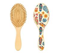 JUMBEAR Spazzola per capelli in stile hawaiano, massaggiante per cuoio capelluto, in legno di bambù, per tutte le acconciature, riduce grovigli e rotture dei capelli, favorisce la crescita dei capelli