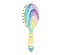 JUMBEAR Spazzola per capelli Rainbow Vortex, massaggiante per cuoio capelluto in legno di bambù, per tutte le acconciature, riduce grovigli e rotture dei capelli, promuove la crescita dei capelli