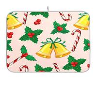 JUMBEAR Tappetino scolapiatti, campanelli a vento natalizi e caramelle di canna ad asciugatura rapida, base assorbente per macchina del caffè, suola in gomma antiscivolo, tappetino assorbente per