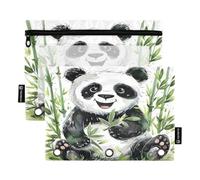 JUMBEAR Tasche per raccoglitori a 3 anelli, con motivo pandas e bambù, confezione da 2, con cerniera, per ufficio, università, scuola, cosmetici
