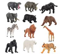 Jumbo Jungle Animali Giocattolo in Plastica, Set di 12 Pezzi Figure di Animali da Fattoria e Giungla, Idea Regalo Bomboniera per Feste per Bambini