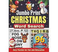 Jumbo Print Christmas Word Search (96 pt Font): Cozy Puzzles for Fun and Relaxation: Brain-Boosting Holiday Games for Seniors, Teens, and Adults with Low Vision
