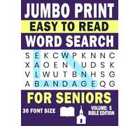 Jumbo Print Easy to Read Word Search for Seniors: Volume 5 Bible Edition: 30 Point Large-Print Puzzles for Low-Vision & Visually Impaired Readers