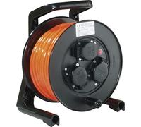 JUMBO® XS - Avvolgicavo Elettrico Prolunga con 3 prese H07BQ-F colore linea arancione fluorescente, sezione 3 x 1,5 mm², lunghezza 25 m