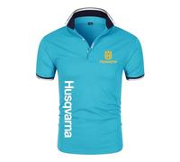 JUMBOZ Maglietta Uomo Slim Fit H.u.s.q.v.a.r.n.a, Tee Maglietta Palestra Uomo Traspirante, T-Shirt da Motociclista Comoda per Estiva -Sky Blue||L