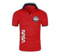 JUMBOZ Po.Lo Uomo Manica Corta N.A.S.A, Po.Lo T-Shirt da Bicicletta in Tessuto Dry, Maglia Tecnica da Sport Asciugatura Rapida -Red||3XL