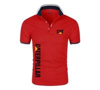 JUMBOZ T Shirt Uomo Ca.TER-Pillar, Po.Lo T-Shirt da Golf Traspirante, Maglia Basic Tennis Comoda per Corsa -Red||L