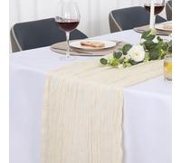 Jumdast Runner da Tavolo, Runner Tavola Moderno, Mussola Chiffon Runner | Runner per il Tavolo Decorazione da Tavolo per Matrimonio, Compleanno, Battesimo e Comunione (90 x 180 cm, Avorio )