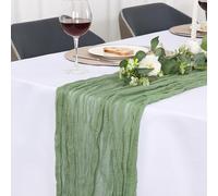 Jumdast Runner da Tavolo, Runner Tavola Moderno, Mussola Chiffon Runner | Runner per il Tavolo Decorazione da Tavolo per Matrimonio, Compleanno, Battesimo e Comunione (90 x 180 cm, Verde Salvia )