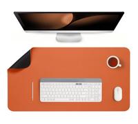 Jumdast Tappetino Scrivania, Sottomano Scrivania Doppia Faccia Non-scivolose Impermeabile Sottomano da Scrivania Similpelle PVC Tappetino per Laptop per Ufficio e Casa(Nero Arancione, 33 x 60 cm)
